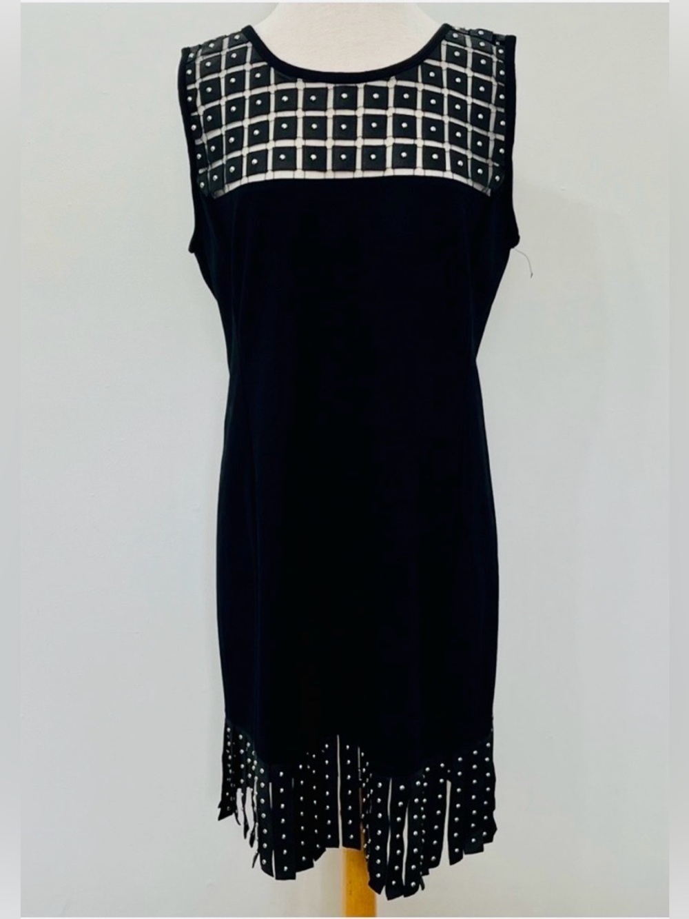 GRAYSE Retail $895!  100% LAMB LEATHER Dress  Metal Rivet Fringe XL NWOT